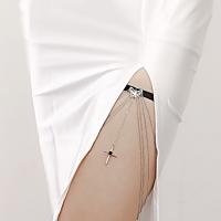 alliage de zinc Chaîne de jambe, avec tissu, Placage de couleur platine, multicouche & pour femme, 42cm,26cm,25cm,29cm,32cm, Vendu par PC
