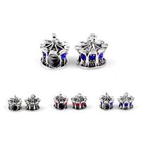 Rhinestone Zinc Alloy European Beads, Crown, silver color plated, DIY & with rhinestone Approx 