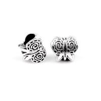 Zinc Alloy European Beads, Butterfly, silver color plated, DIY Approx 