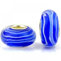 Art und Weise Lampwork European Beads, mit Eisen, Laterne, silberfarben plattiert, DIY, blau, 8.5x14mm, ca. 100PCs/Tasche, verkauft von Tasche