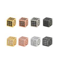 Cubic Zirconia Micro Pave Brass Beads, Cube, plated, DIY & micro pave cubic zirconia 8mm Approx 1.1mm 