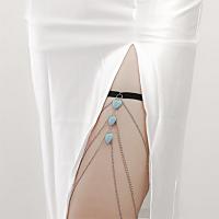 alliage de zinc Chaîne de jambe, avec turquoise, multicouche & pour femme, couleur originale, 42cm,52cm,55cm,62cm, Vendu par PC
