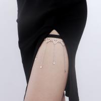 alliage de zinc Chaîne de jambe, avec tissu, Placage de couleur platine, pour femme, 6cm,6.5cm,8cm, Vendu par PC