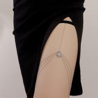 alliage de zinc Chaîne de jambe, avec tissu, Placage de couleur platine, multicouche & pour femme, 44cm,26cm,28cm,30cm, Vendu par PC