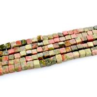 Unakite Beads, Square, polished, DIY, mixed colors Approx 15.35 Inch 