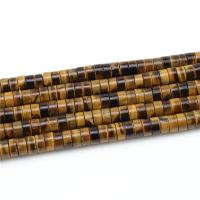Tigerauge, flache Runde, poliert, DIY, erdgelb, 3x6mm, Länge:ca. 15.35 ZollInch, ca. 130PCs/Strang, verkauft von Strang