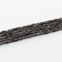Leopardhaut Stein, Quadrat, poliert, DIY, schwarz, 4x4mm, Länge:ca. 15.35 ZollInch, ca. 86PCs/Strang, verkauft von Strang