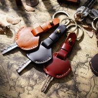 Full Grain Cowhide Leather Key Cap, with Iron, Unisex 