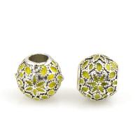 Enamel Zinc Alloy European Beads, Round, silver color plated, DIY Approx 