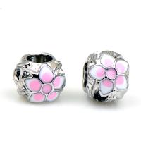 Enamel Zinc Alloy European Beads, silver color plated, DIY, pink Approx 