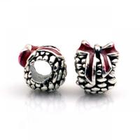 Enamel Zinc Alloy European Beads, silver color plated, DIY, red Approx 