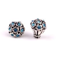 Rhinestone Zinc Alloy European Beads, Bouquet, silver color plated, DIY & with rhinestone Approx 