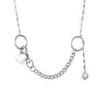 Zinc Alloy Necklace, with 5cm extender chain, Heart, silver color plated, fashion jewelry & for woman .7 cm 