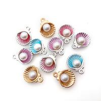 Plastic Zinc Alloy Pendants, with Plastic Pearl, Shell, plated, for woman & enamel 