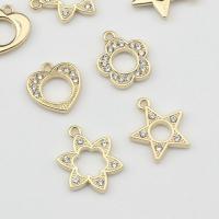Zinc Alloy Rhinestone Pendants, gold color plated, DIY & with rhinestone & hollow Approx 