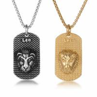 Titanium Steel Necklace, Leo, Vacuum Ion Plating, fashion jewelry & for man & blacken 