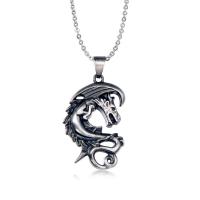 Titanium Steel Necklace, Dragon, polished, fashion jewelry & for man, original color 