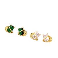 Cubic Zircon Brass Earring, Heart, real gold plated, fashion jewelry & micro pave cubic zirconia & for woman 