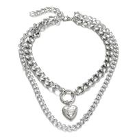 Zinc Alloy Necklace, Heart, plated, for woman & multi-strand 35.5cm,50cm 