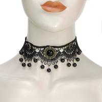 Готический Кружева ожерелье, Полиэстер, с цинковый сплав, Покрытие под бронзу старую, Винтаж & Женский, черный, продается PC