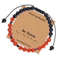 Gemstone Bracelets, Abrazine Stone, with Polyester Cord & Red Agate, handmade, fashion jewelry & Unisex 6mm Approx 6.6-11.8 Inch 
