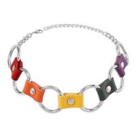 Collar Necklace, PU Leather, with Iron, handmade, fashion jewelry & for woman Approx 13.38-19.29 Inch 
