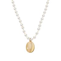 Plastik-Perlenkette, Zinklegierung, mit ABS-Kunststoff-Perlen, goldfarben plattiert, Modeschmuck & für Frau, goldfarben, Länge:41 cm, verkauft von Strang