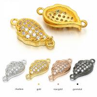 Cubic Zirconia Micro Pave Brass Connector, Wing Shape, plated, micro pave cubic zirconia 