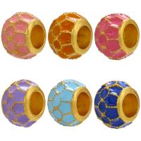 Enamel Brass Beads, gold color plated 