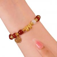 Red Agate Bracelets, with Zinc Alloy, Bowknot, fashion jewelry & for woman Approx 6.3-7 Inch 