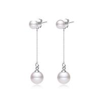 South Sea Shell Drop Earrings, Thailand Sterling Silver, with Shell Pearl, silver color plated, for woman, 50mm 