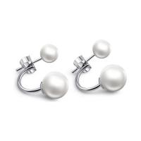 South Sea Shell Stud Earrings, Thailand Sterling Silver, with Shell Pearl, silver color plated & for woman 