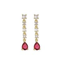 Cubic Zirconia Micro Pave Brass Earring, with Plastic Pearl, gold color plated & micro pave cubic zirconia & for woman 