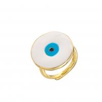 Evil Eye Jewelry Finger Ring, Brass, gold color plated, Adjustable & for woman & enamel 