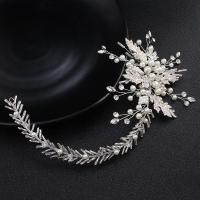 Bridal Frontlet, Zinc Alloy, with Seedbead, for woman & with rhinestone, silver color cm 