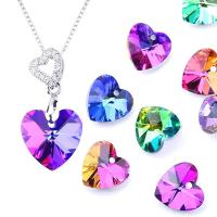 joyas de colgante de cristal de corazón, chapado, Bricolaje & diferentes estilos para la opción, más colores para la opción, 14x14mmu300114x14.6mm, 12PCs/Bolsa, Vendido por Bolsa