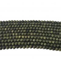Бусины российского змеевика, русский серпантин, Круглая, Спрей картины, DIY & разный размер для выбора, зеленый, длина:Приблизительно 40 см, продается Strand