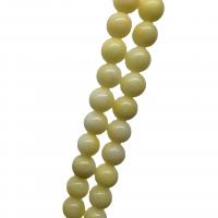Mashan Jade Perle, rund, poliert, DIY & verschiedene Größen vorhanden, gelb, Länge:ca. 40 cm, verkauft von Strang