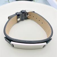 PU Leather Bracelet, with Titanium Steel, plated, for man .45 Inch 