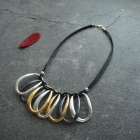 Zinc Alloy Necklace, with Korean Waxed Cord, with 3.15 extender chain, plated, for woman, mixed colors .72 Inch 