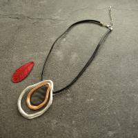 Zinc Alloy Necklace, with leather cord, with 3.15 extender chain, plated, for woman, mixed colors .72 Inch 