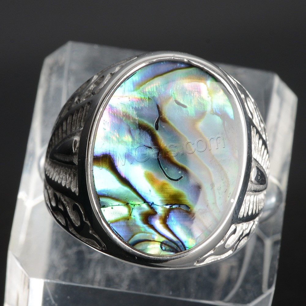 Shell Finger Ring, Titanium Steel, with Abalone Shell, plated, different size for choice & different styles for choice & for man, more colors for choice, Sold By PC