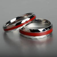 Couple Finger Rings, Titanium Steel, polished & enamel, original color 