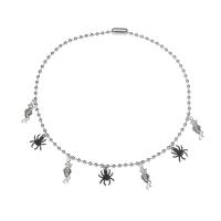 Halloween Necklace, Zinc Alloy, Spider, platinum color plated, Halloween Jewelry Gift & ball chain & for woman Approx 17.5 Inch 
