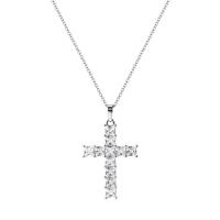 Cubic Zircon Micro Pave Brass Necklace, with 1.97inch extender chain, Cross, plated, oval chain & micro pave cubic zirconia & for woman 37mm Approx 15.7 Inch 