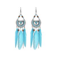 Fashion Feather Earring , Zinc Alloy, with Seedbead & Feather, plated, fashion jewelry & for woman & enamel 