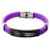 Silicone Stainless Steel Bracelets, 304 Stainless Steel, with Silicone, Galvanic plating, Unisex Approx 20.5 cm 