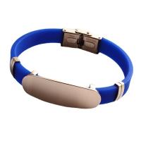 Silicone Stainless Steel Bracelets, 304 Stainless Steel, with Silicone, polished, Unisex Approx 20.5 cm 
