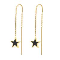 Fashion Stainless Steel Thread Through Earrings, 304 Stainless Steel, Star, Vacuum Ion Plating, fashion jewelry & for woman, golden 