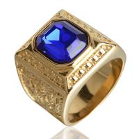 Cubic Zirconia Stainless Steel Finger Ring, gold color plated, Unisex & with cubic zirconia 